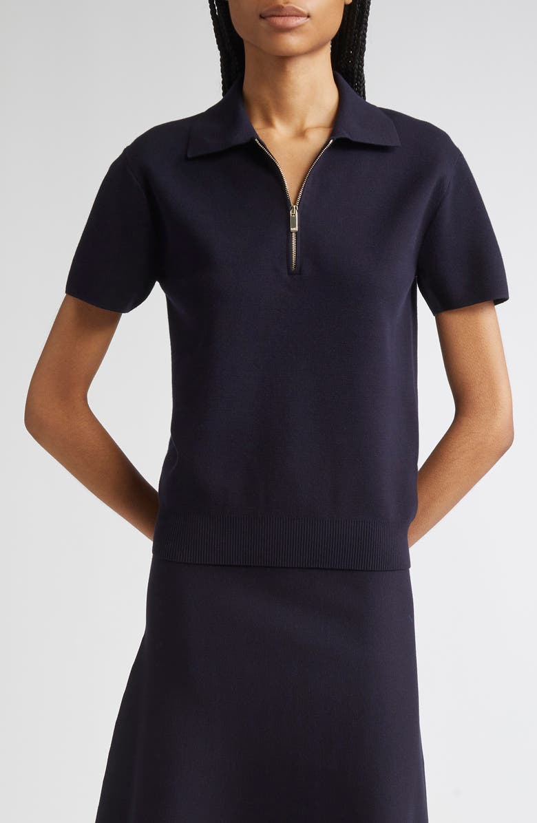 Max Mara Studio Teti Half Zip Polo, Main, color, Navy