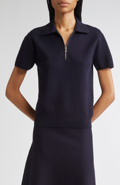 Max Mara Studio Teti Half Zip Polo in Navy 