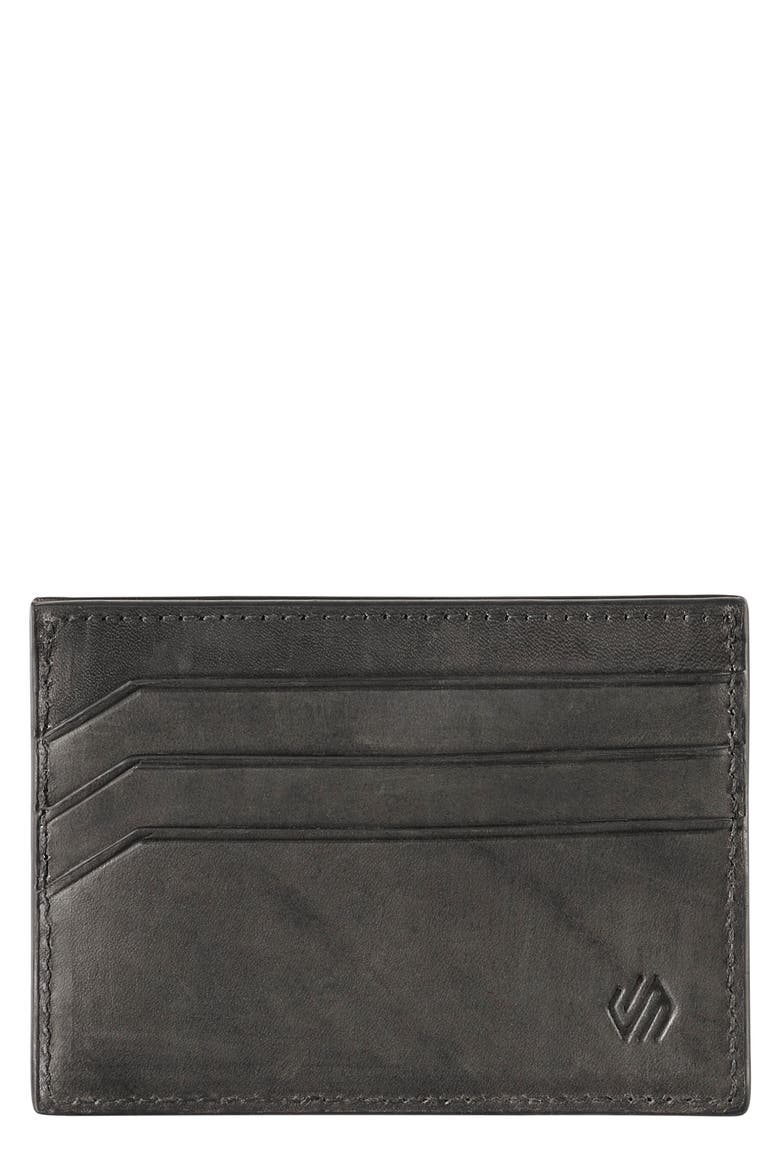 Rhodes Weekend Leather Card Case, Main, color, BLACK