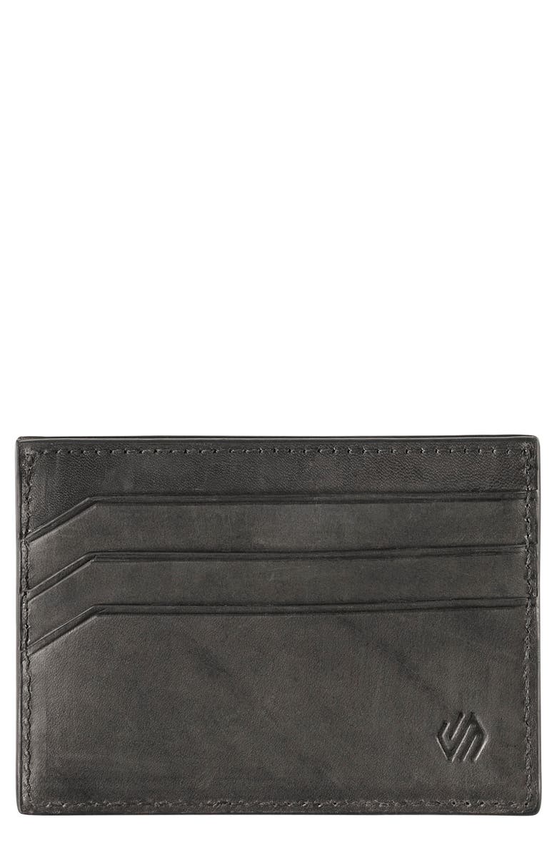 Johnston & Murphy Rhodes Weekend Leather Card Case, Main, color, Black