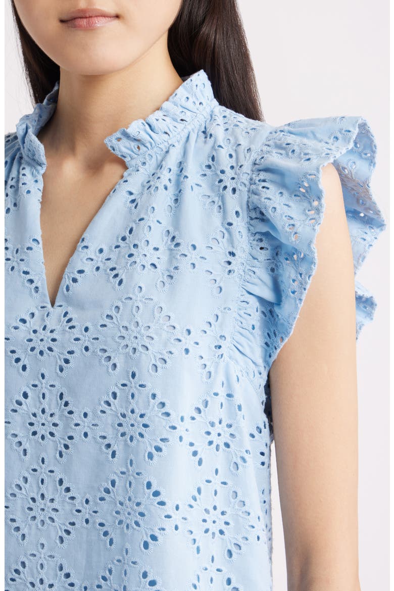 Embroidered Cotton Eyelet Top, Alternate, color, LAKESHORE