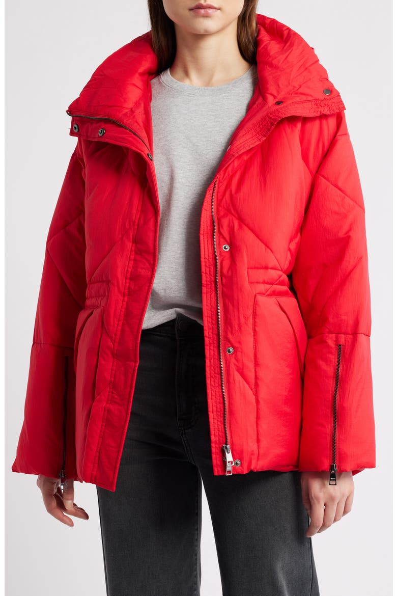 Quilted Water Repellent Hooded Jacket, Main, color, RED