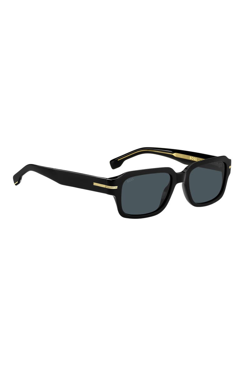53mm Rectangular Sunglasses, Alternate, color, BLACK