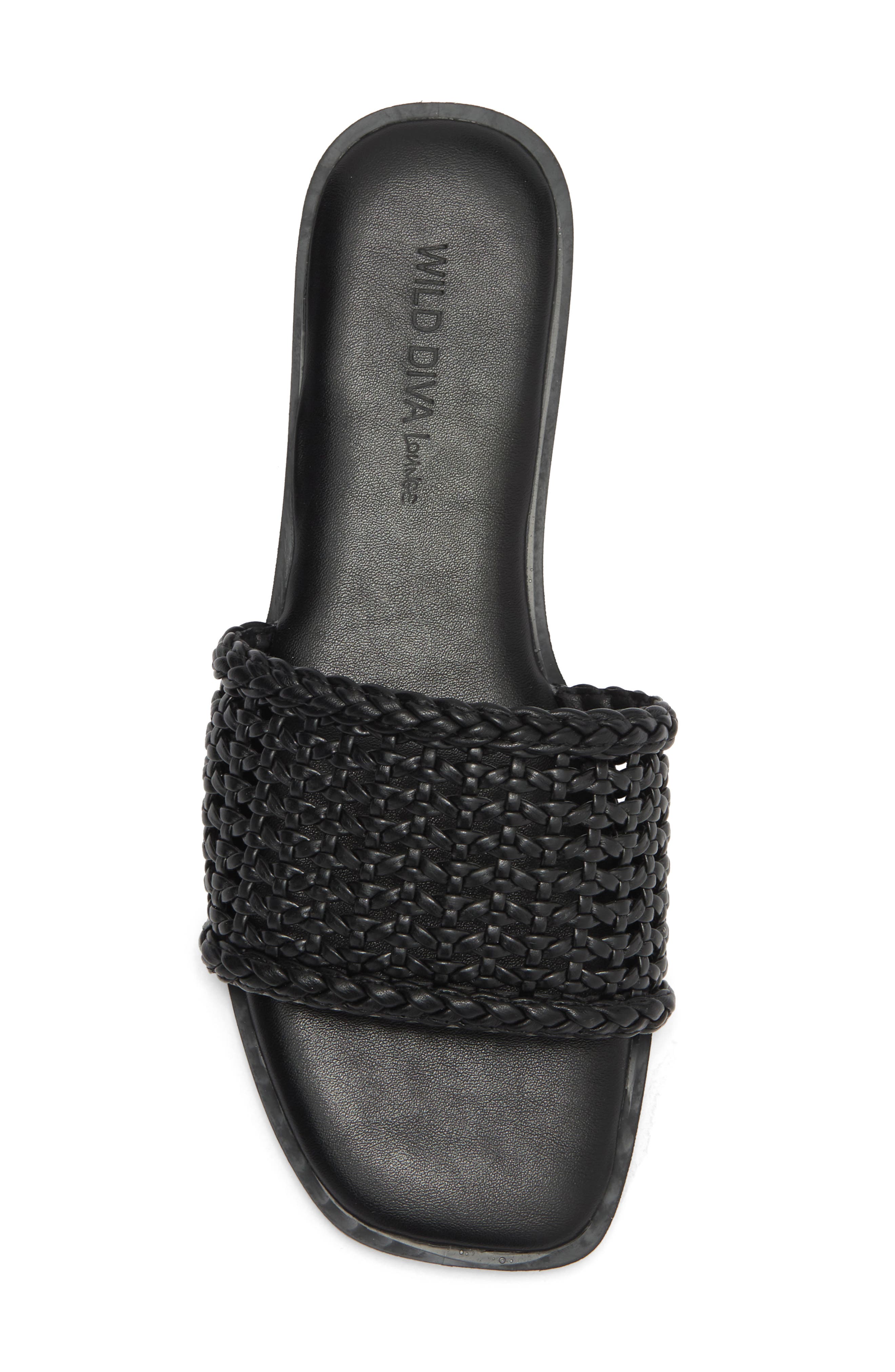 Sola Woven Slide Sandal, Alternate, color, BLACK