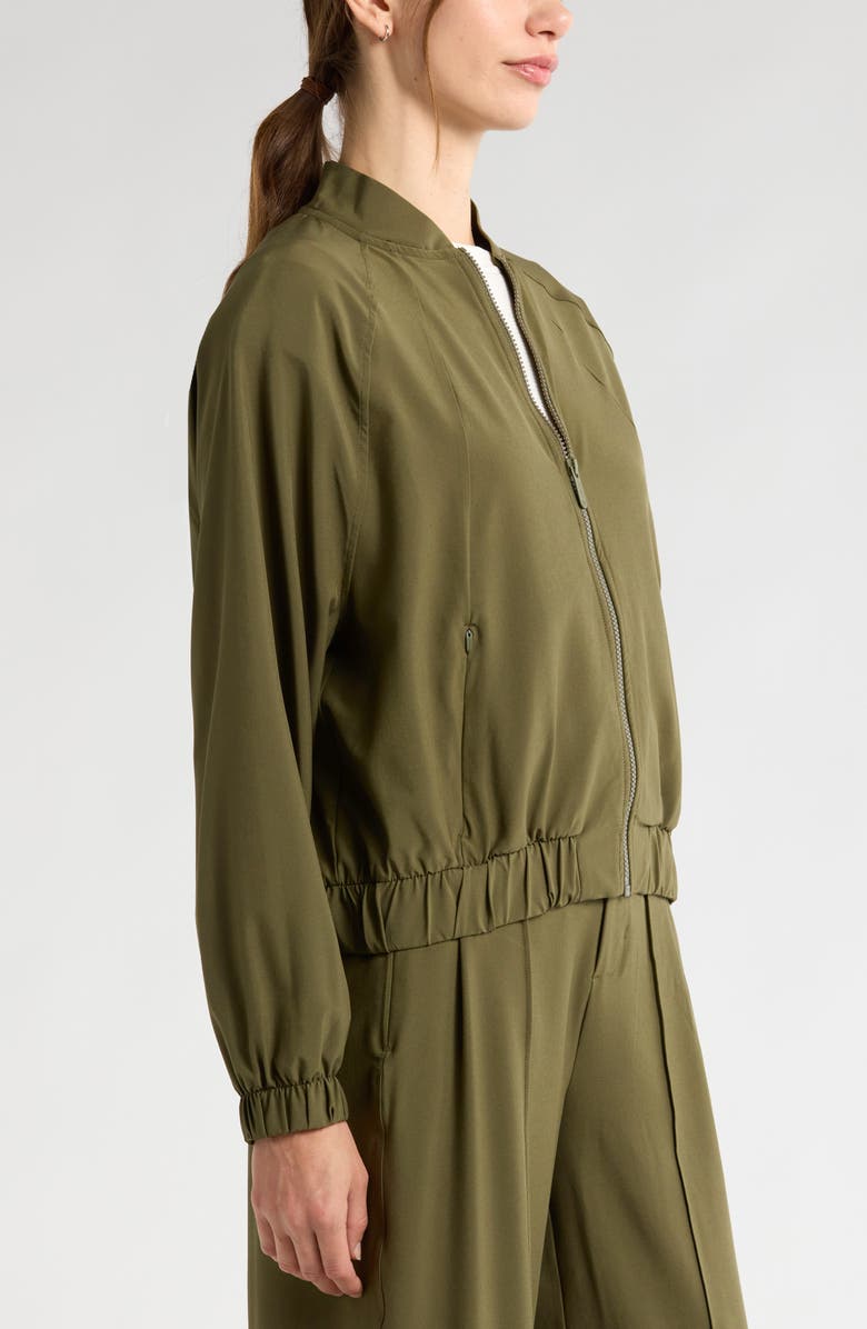 Zella In Flight Bomber Jacket, Alternate, color, Olive Night