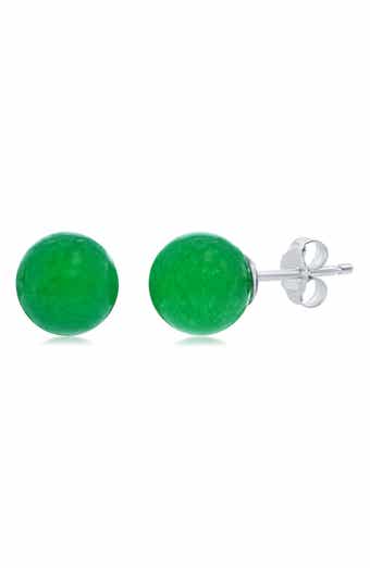 SIMONA Sterling Silver & Jade Round Stud Earrings