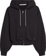 Alexander Wang Rhinestone Drawstring Zip Hoodie