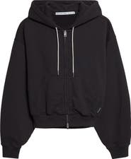 Alexander Wang Rhinestone Drawstring Zip Hoodie