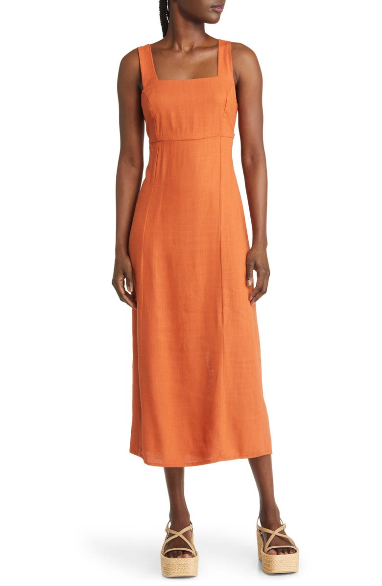 ASOS DESIGN Square Neck Open Back Maxi Dress, Main, color,