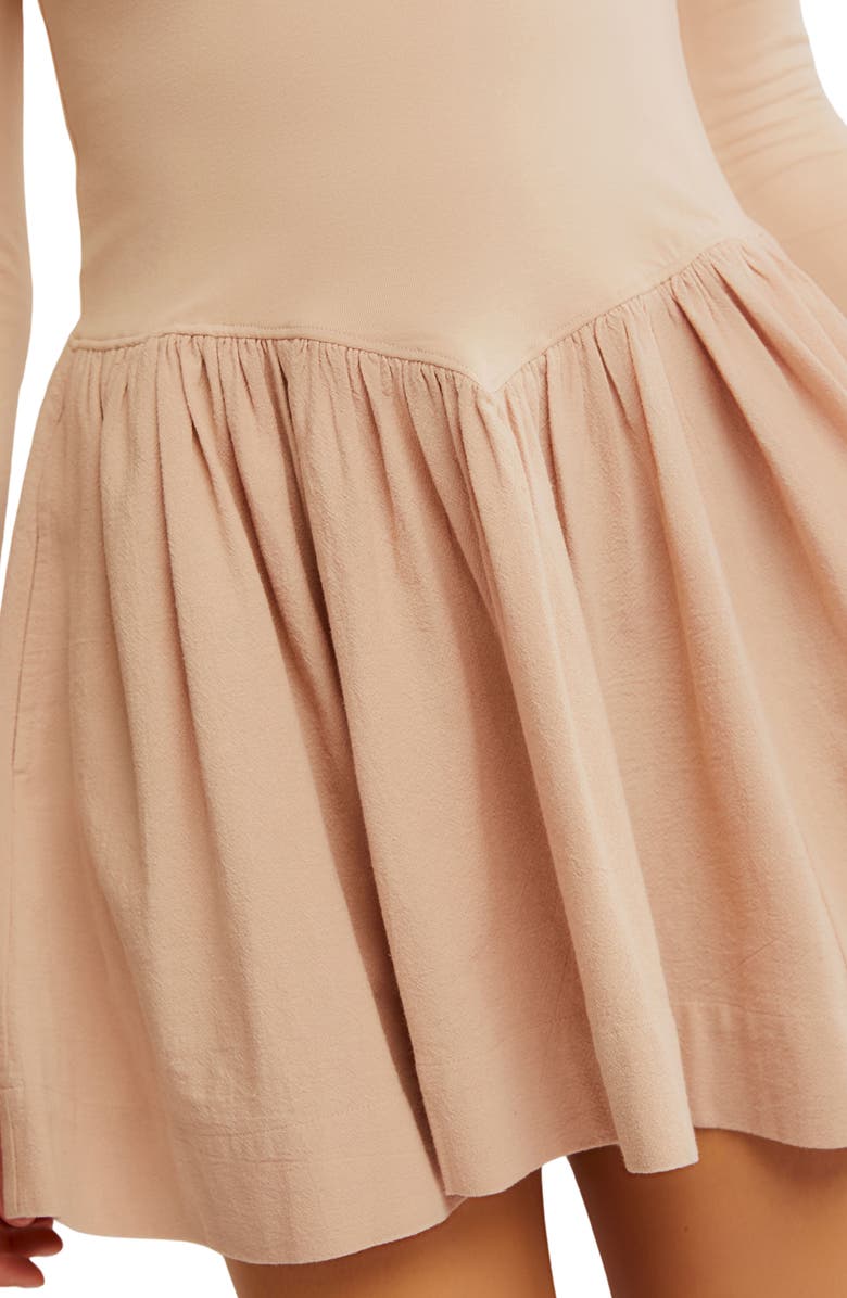 Free People Onda Long Sleeve Stretch Cotton Minidress, Alternate, color, Tuscany