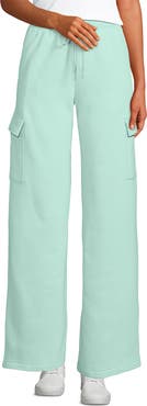 Lands' End Serious Sweats High Rise Wide Leg Cargo Pants