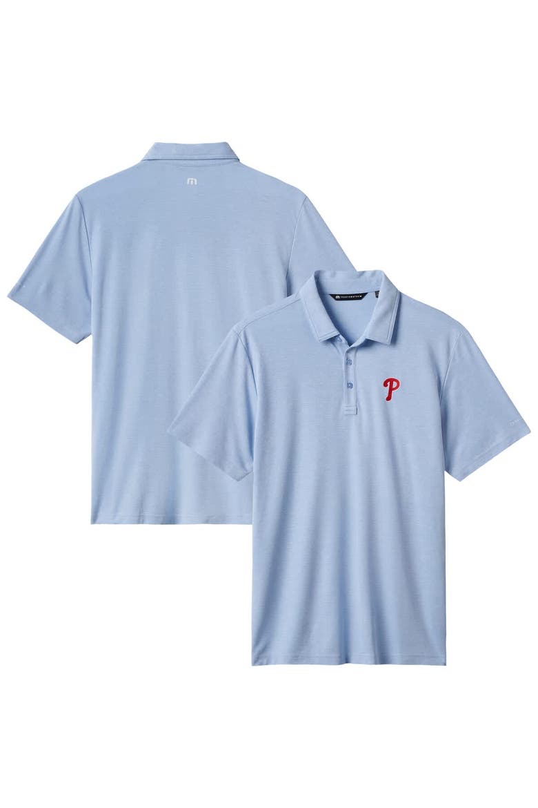 Men's TravisMathew Light Blue Philadelphia Phillies Playoff Pitch Tri-Blend Polo, Main, color, Light Blue
