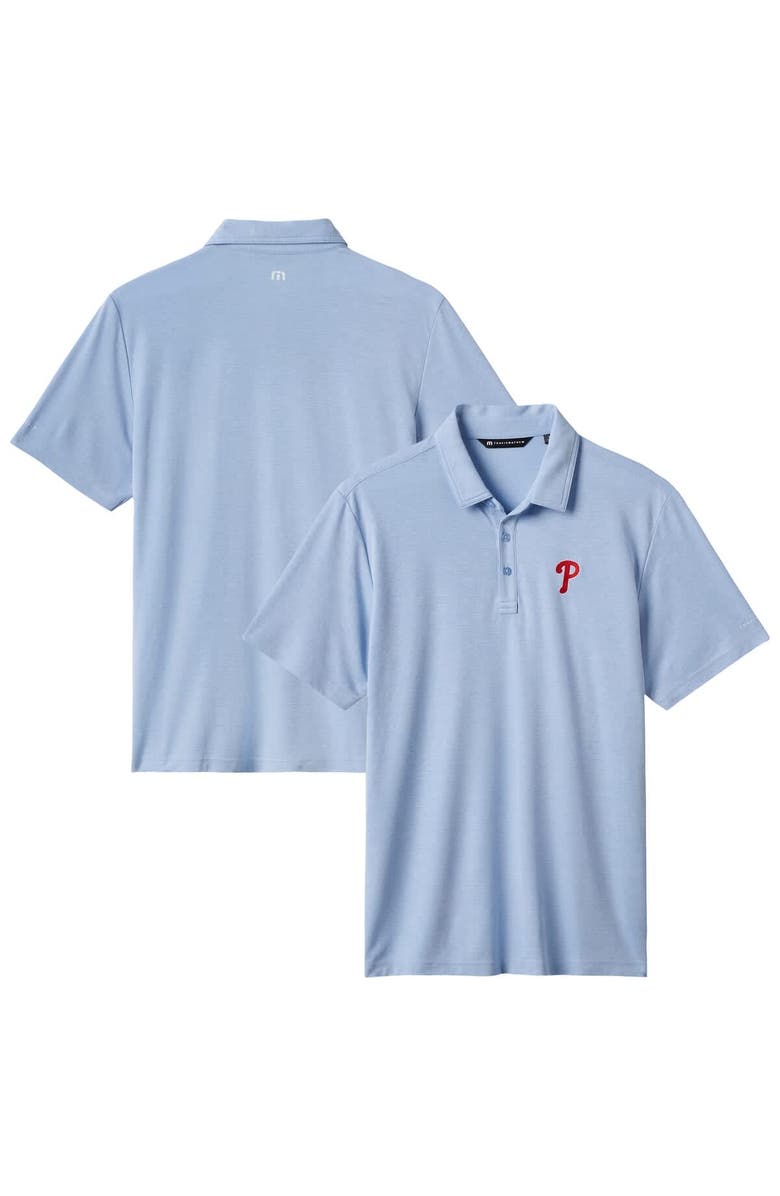 TravisMathew Men's TravisMathew Light Blue Philadelphia Phillies Playoff Pitch Tri-Blend Polo, Main, color, Light Blue