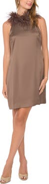 Vince Camuto Feather Neck Halter Dress