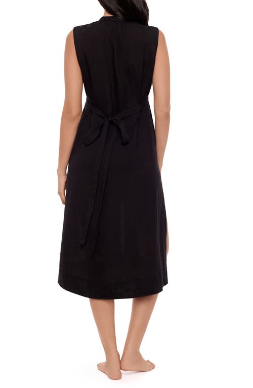 Miraclesuit ® Pleated Sleeveless Beach Cover-up Midi Dress In Black