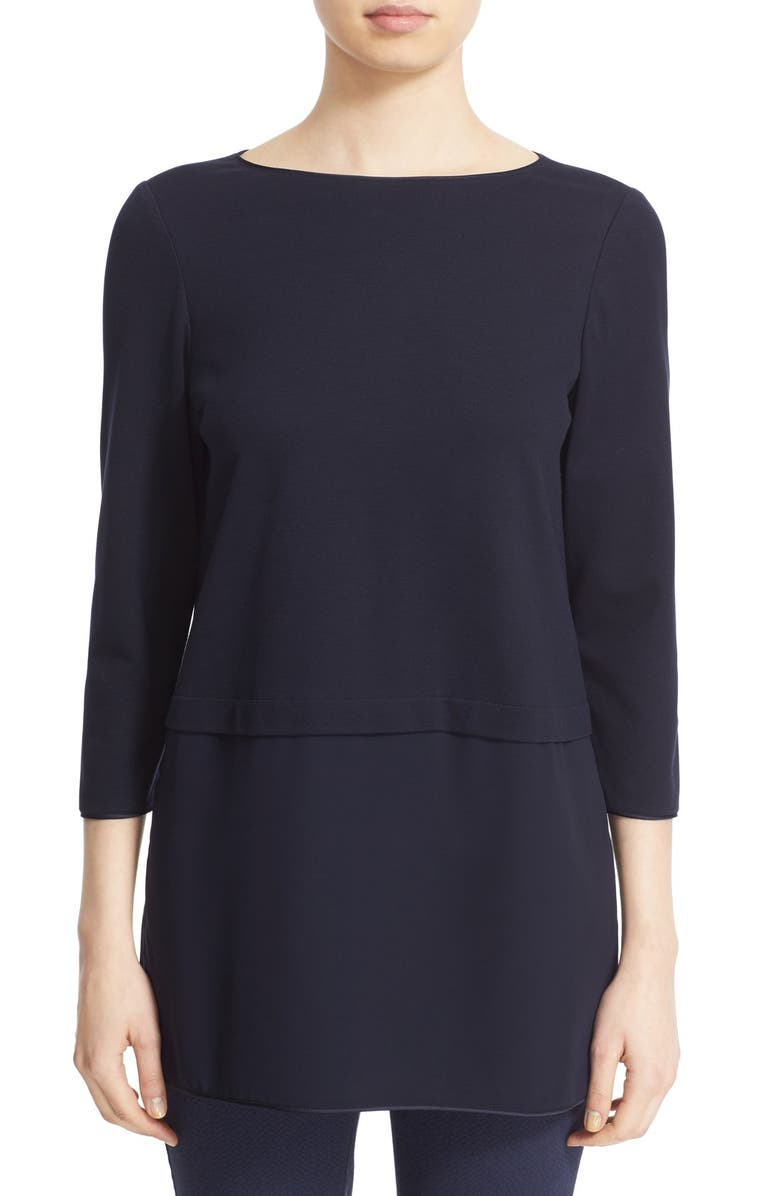 Lafayette 148 New York 'Glenda' Mixed Media Blouse, Main, color,