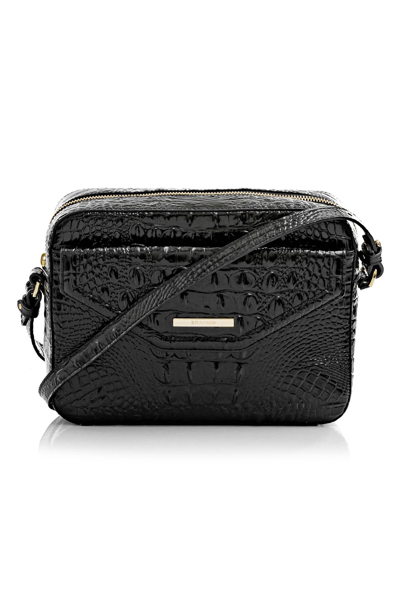 Brahmin Shea Croc Embossed Leather Crossbody Bag, Main, color, 