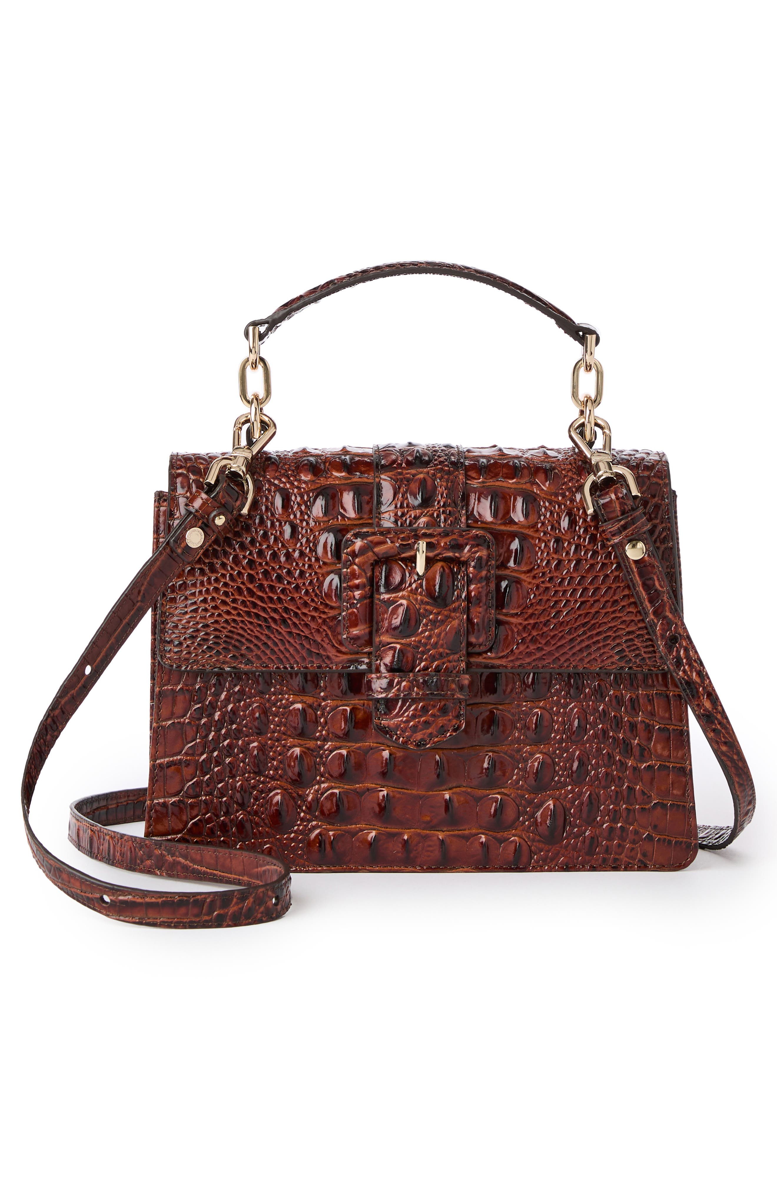 Brahmin Small Hallie Croc Embossed Leather Top Handle Bag, Alternate, color, 