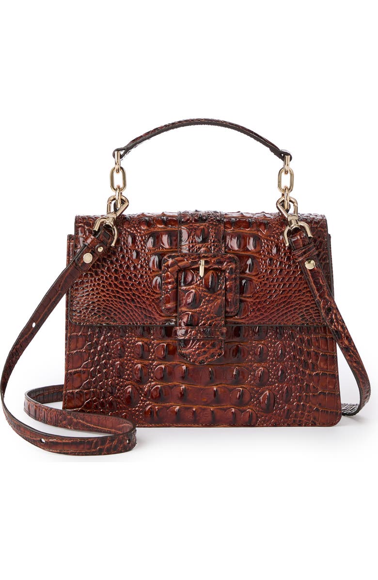 Brahmin Small Hallie Croc Embossed Leather Top Handle Bag, Alternate, color,