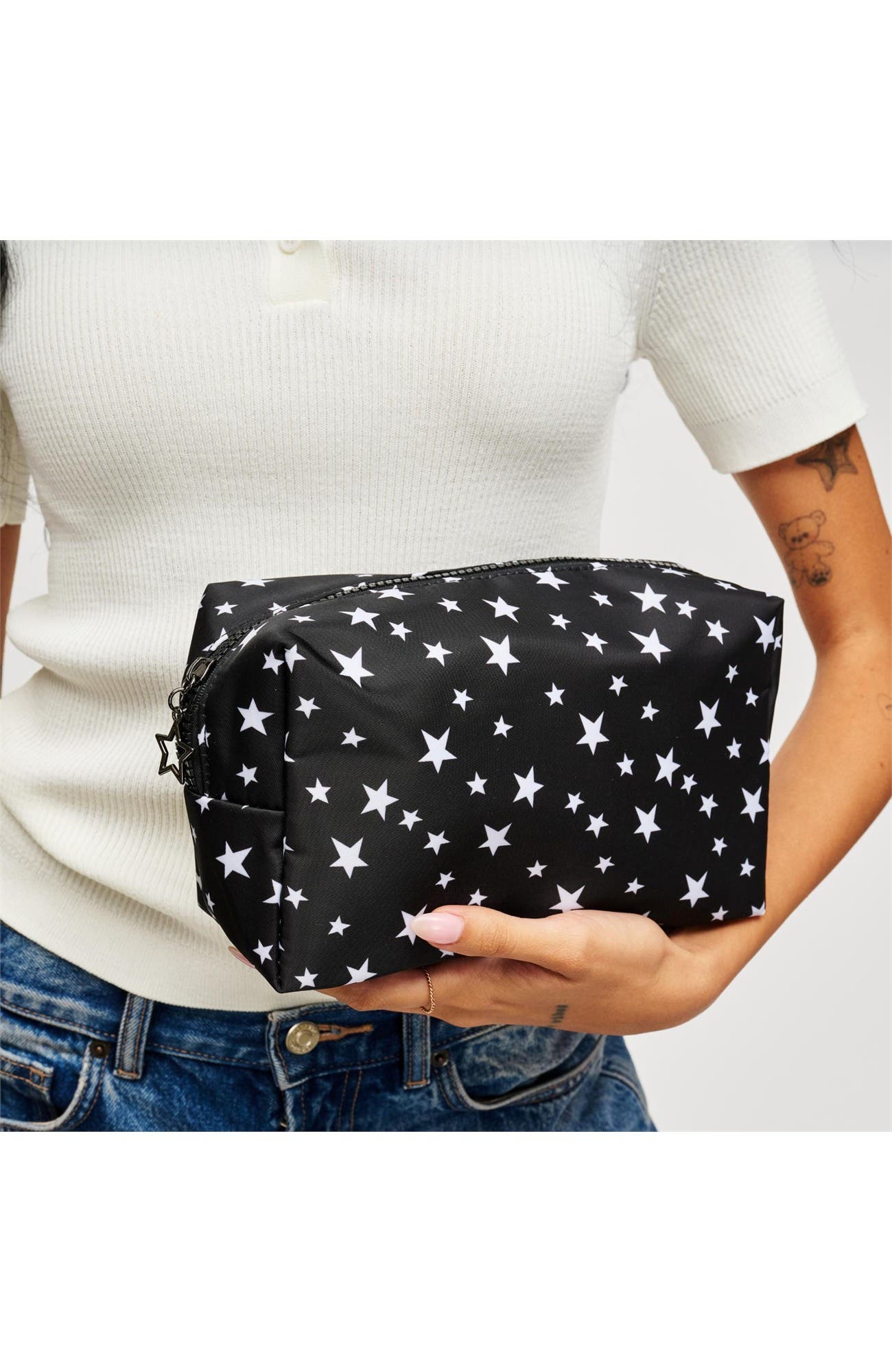 Starlite Cosmetic & Travel Organizer Pouch, Alternate, color, Black White