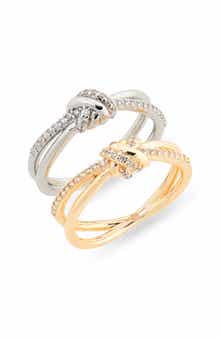2-Pack Cubic Zirconia Knotted Rings