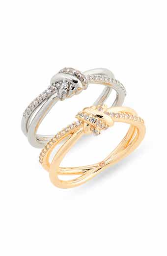 2-Pack Cubic Zirconia Knotted Rings