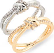 NORDSTROM RACK 2-Pack Cubic Zirconia Knotted Rings