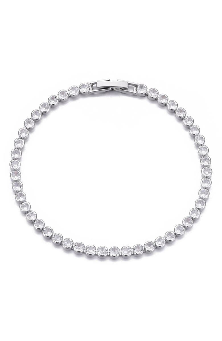 Adornia Crystal Bezel Bracelet, Main, color, Silver