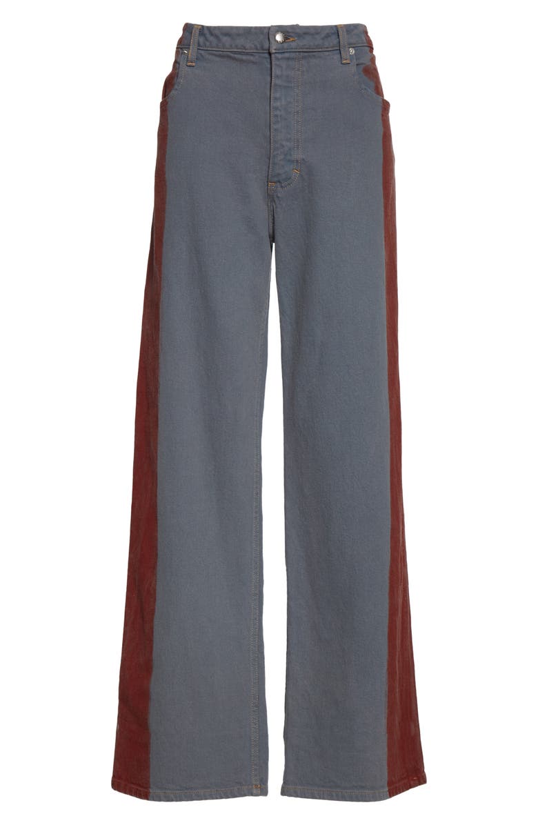 Eckhaus Latta Side Stripe Wide Leg Jeans, Alternate, color, 
