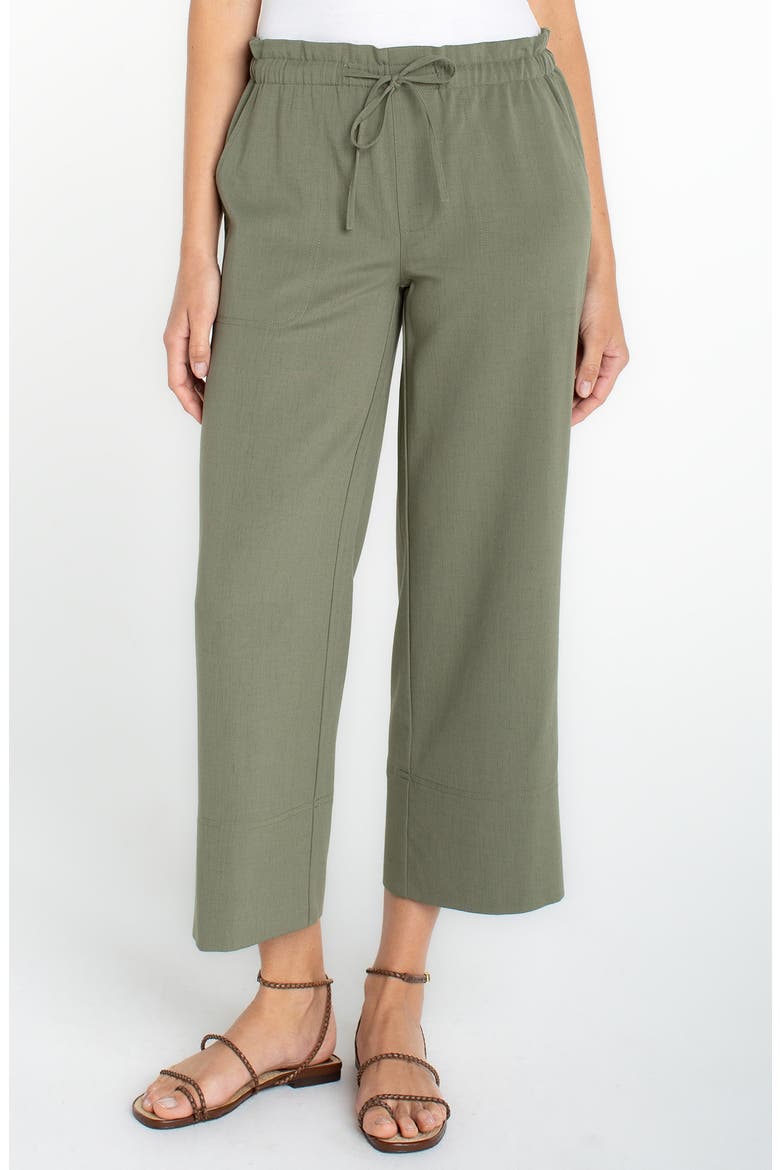 Tie Waist Ankle Wide Leg Pants, Main, color, MARTINI OLIVE