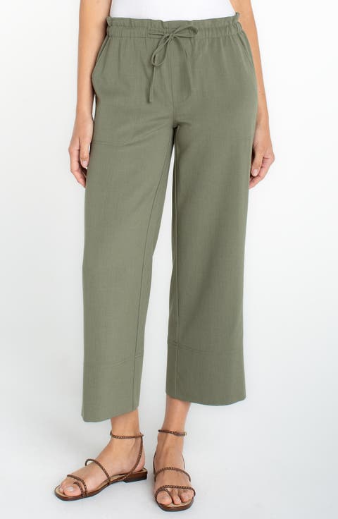 Liverpool Los Angeles Tie Waist Ankle Wide Leg Pants (Regular & Petite)