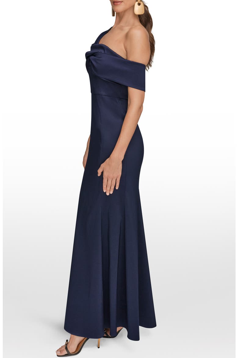 One-Shoulder Mikado Gown, Alternate, color, INK
