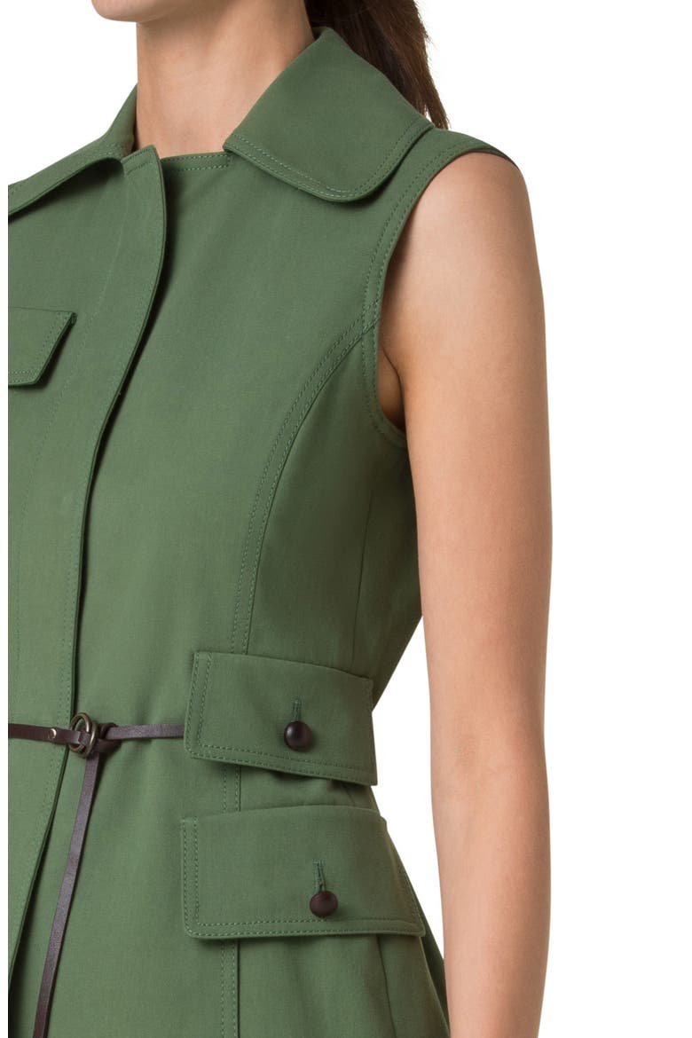 Cotton Stretch Gabardine Belted Vest, Alternate, color, LAUREL
