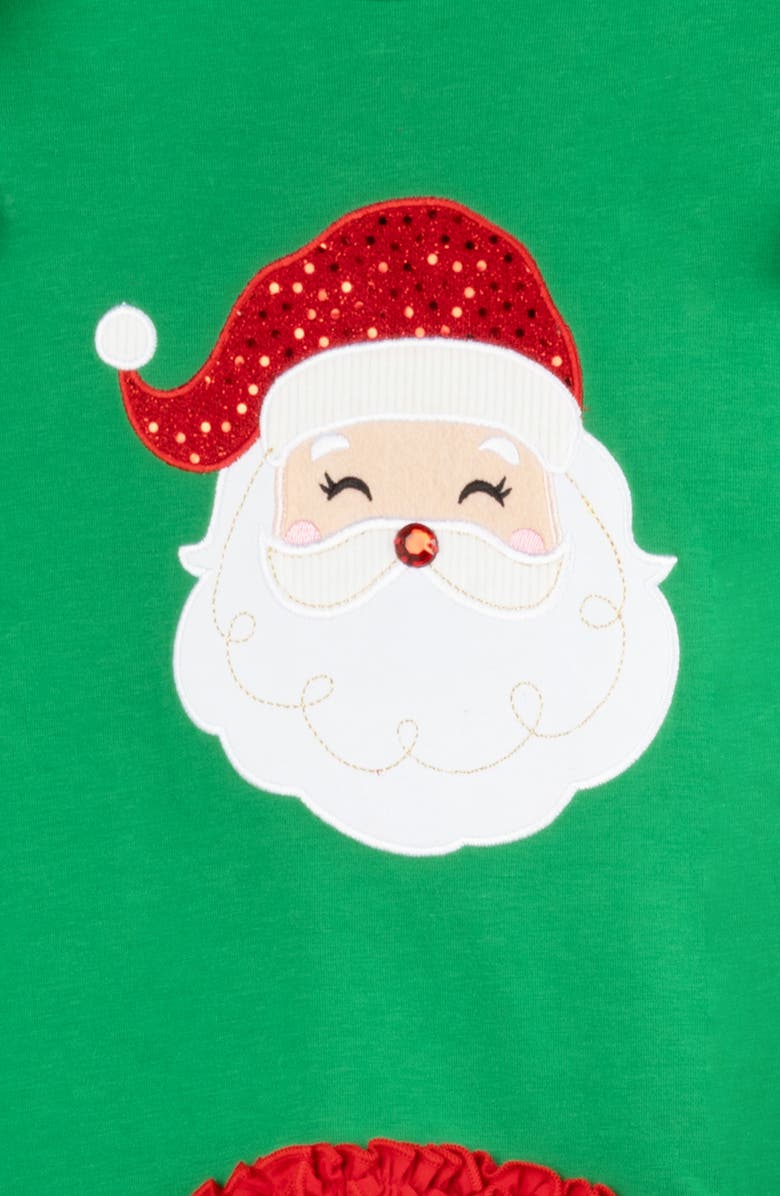 Rare Editions Kids' Santa Ruffle Top & Leggings Set, Alternate, color, Green