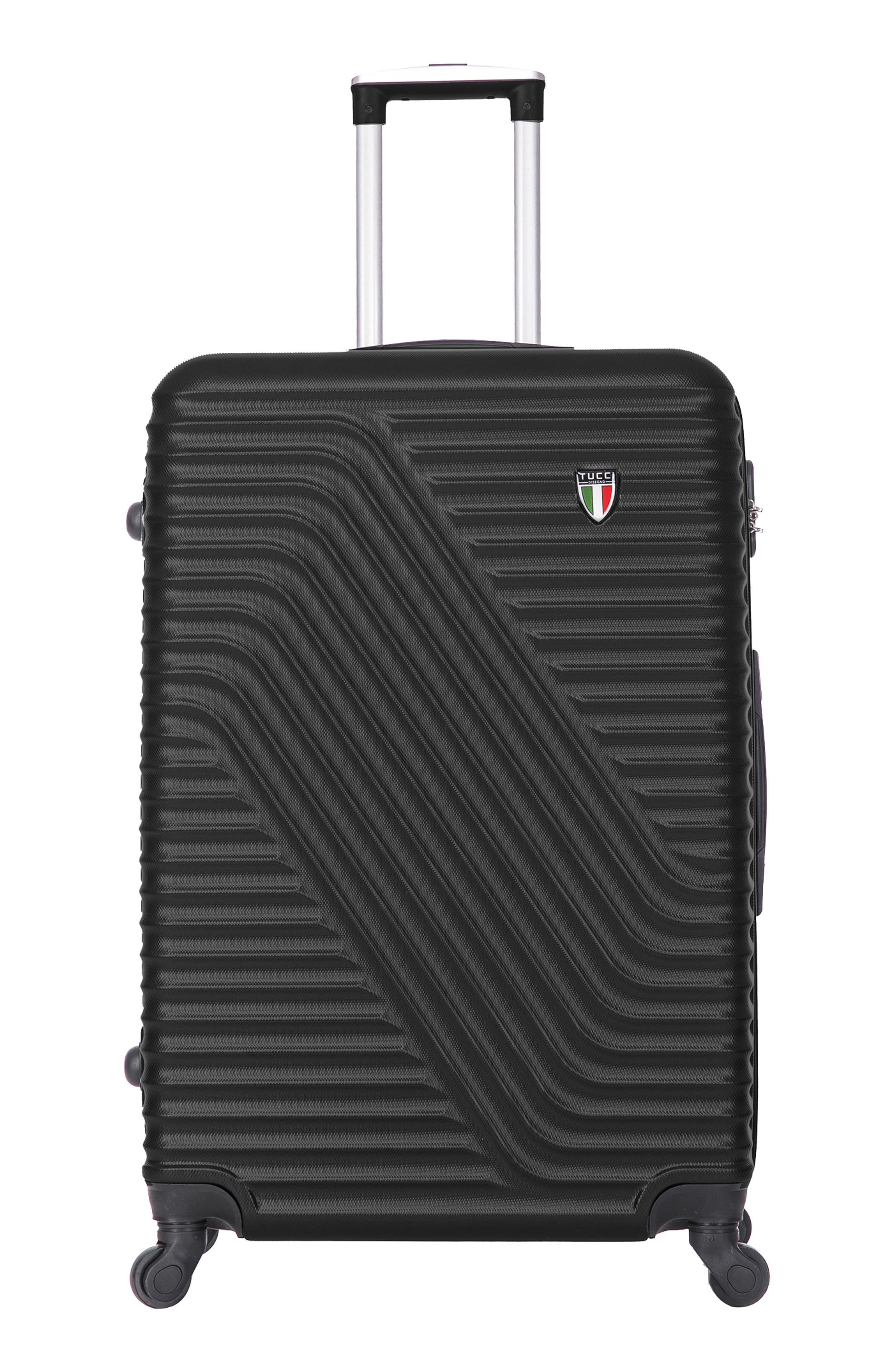 TUCCI Travola Hardshell 3-Piece Spinner Luggage Set, Main, color, Black