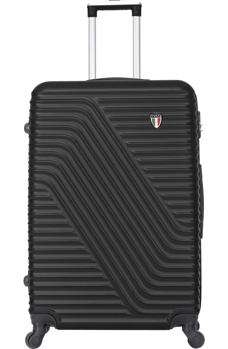 TUCCI Travola Hardshell 3-Piece Spinner Luggage Set, Main, color, Black
