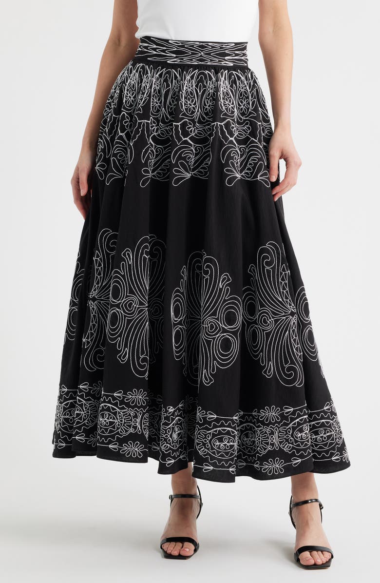 Elie Tahari The Oriana Soutache Embroidered Skirt, Main, color, 