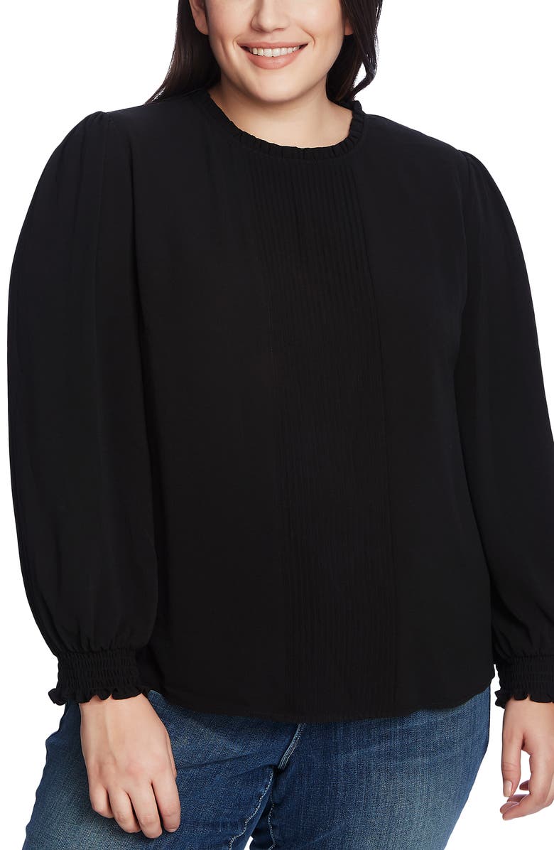 CeCe Pintucked Smock Cuff Chiffon Top, Main, color,