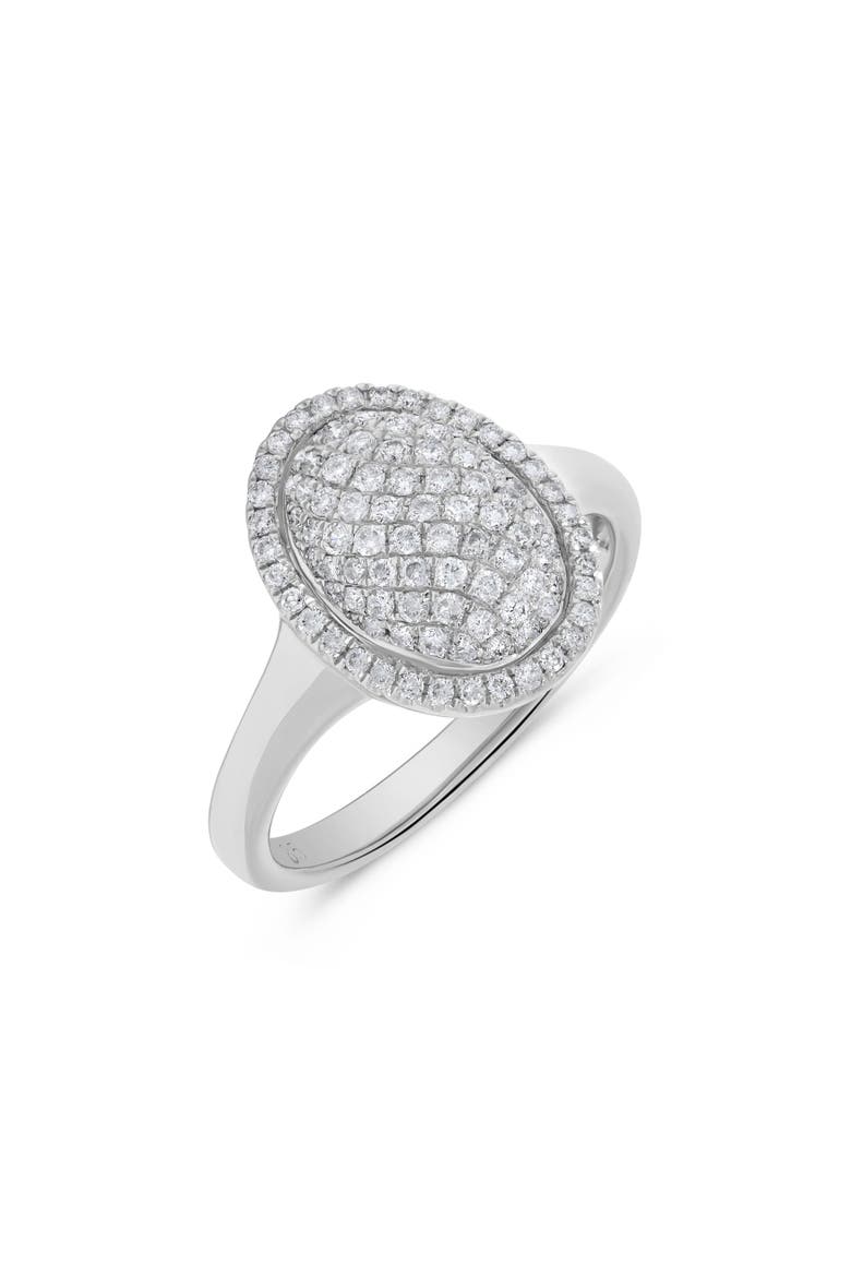 Pavé Diamond Oval Cluster Ring in 14K White Gold, Alternate, color, 14K White Gold