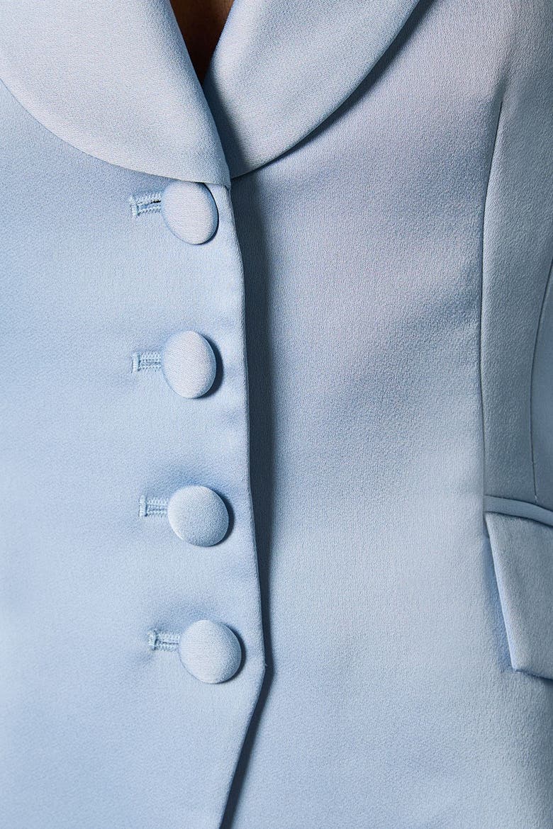Satin Lapel Waisted Jacket, Alternate, color, Dusty Blue
