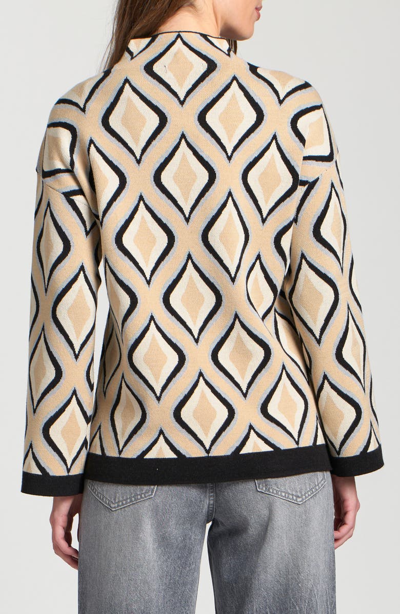 APNY Retro Swirl Jacquard Funnel Neck Sweater, Alternate, color, Desert