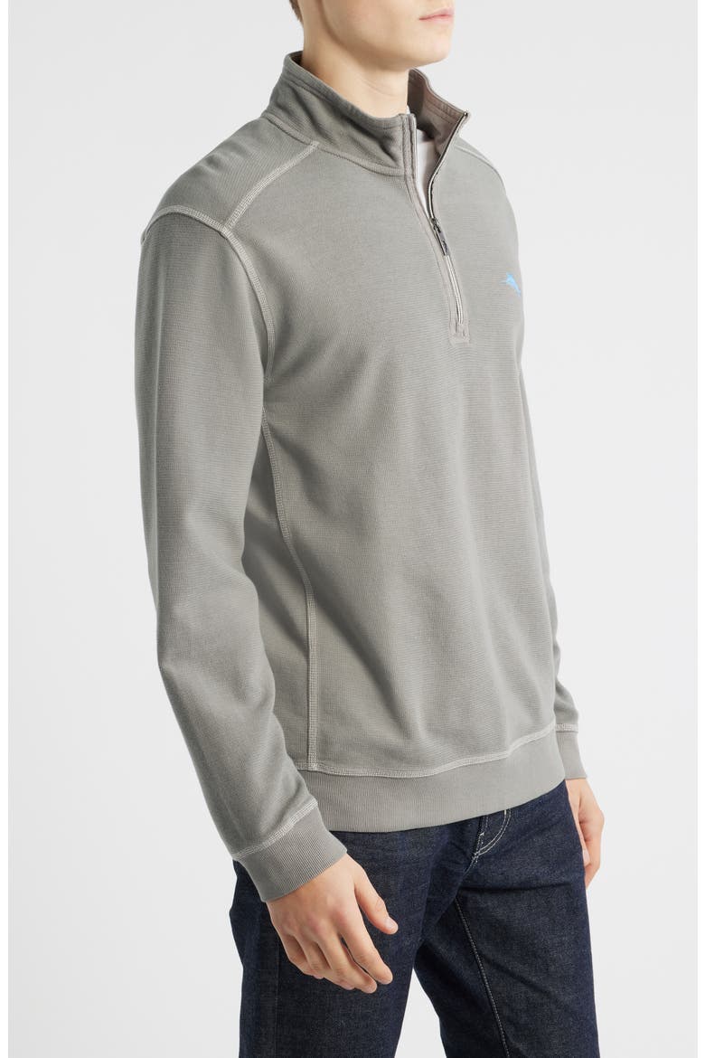 Montego Bay Textured Cotton & Lyocell Half Zip Pullover, Alternate, color, SHADOW