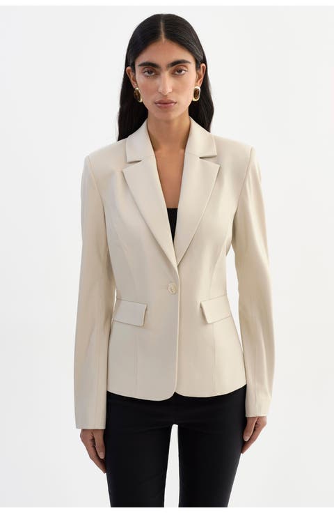 Davie | Faux Leather Fitted Blazer