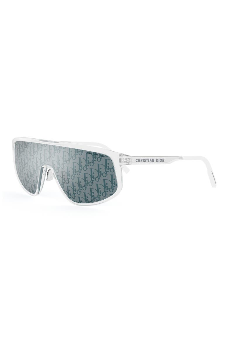 'DiorTag M1U 134.2 Mirrored Mask Sunglasses, Alternate, color, CRYSTAL/ OTHER / BLUE MIRROR
