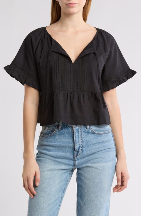 Lace Trim Cotton Top