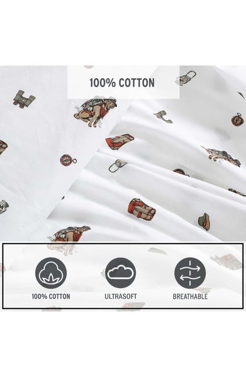 Eddie Bauer 200 Thread Count Buddy Camping Allover Cotton Percale Sheet Set In White