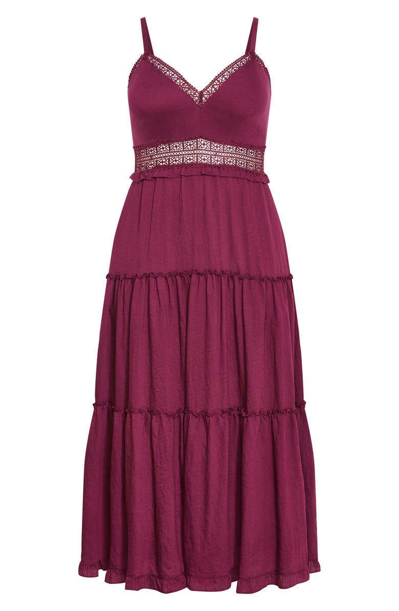 City Chic Ayla Crochet Trim Midi Dress, Alternate, color, 