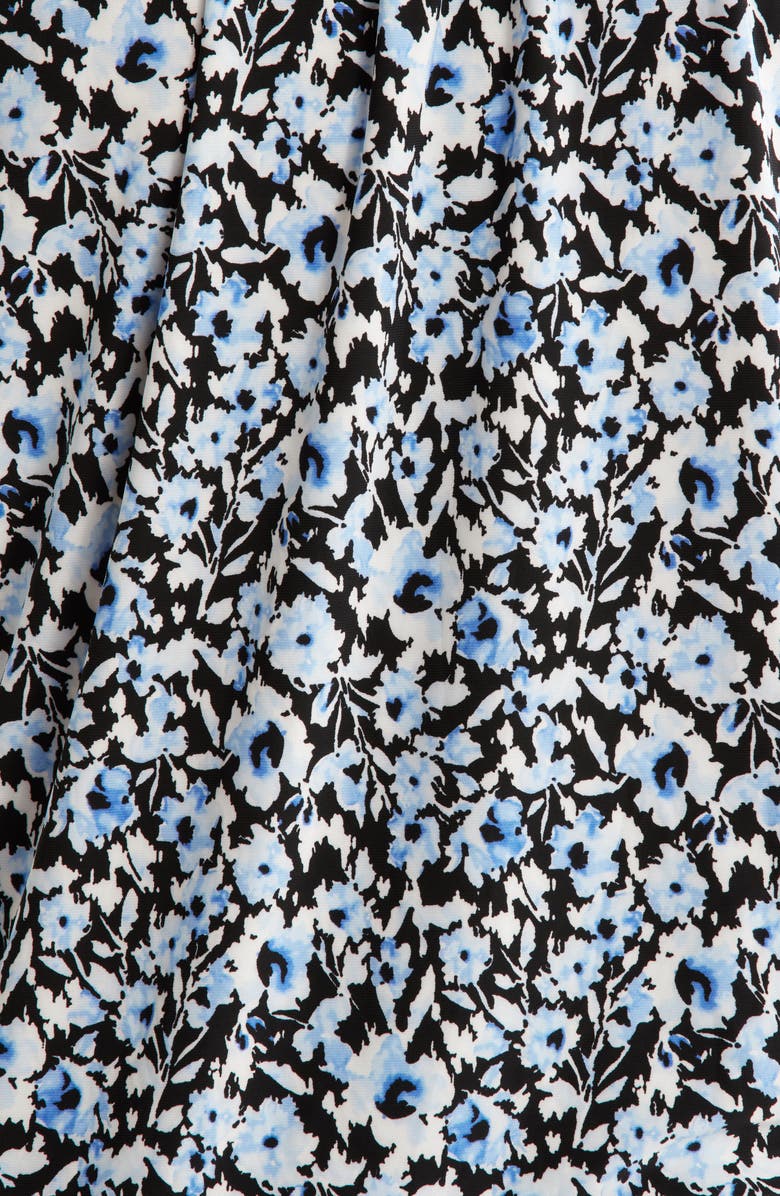 AK ANNE KLEIN Floral Keyhole Peasant Top, Alternate, color, Blue Yonder Multi