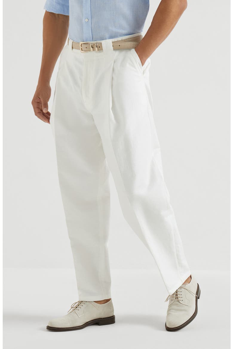 Cotton and linen trousers, Main, color, Snow