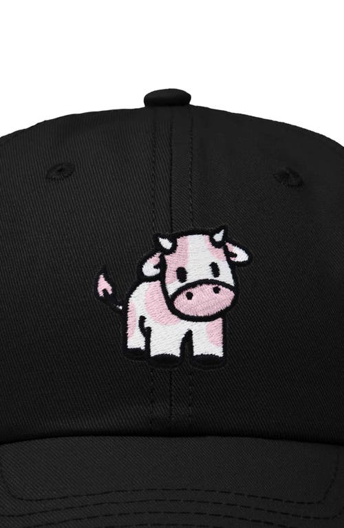 Dalix Strawberry Cow Embroidered Cap In Black